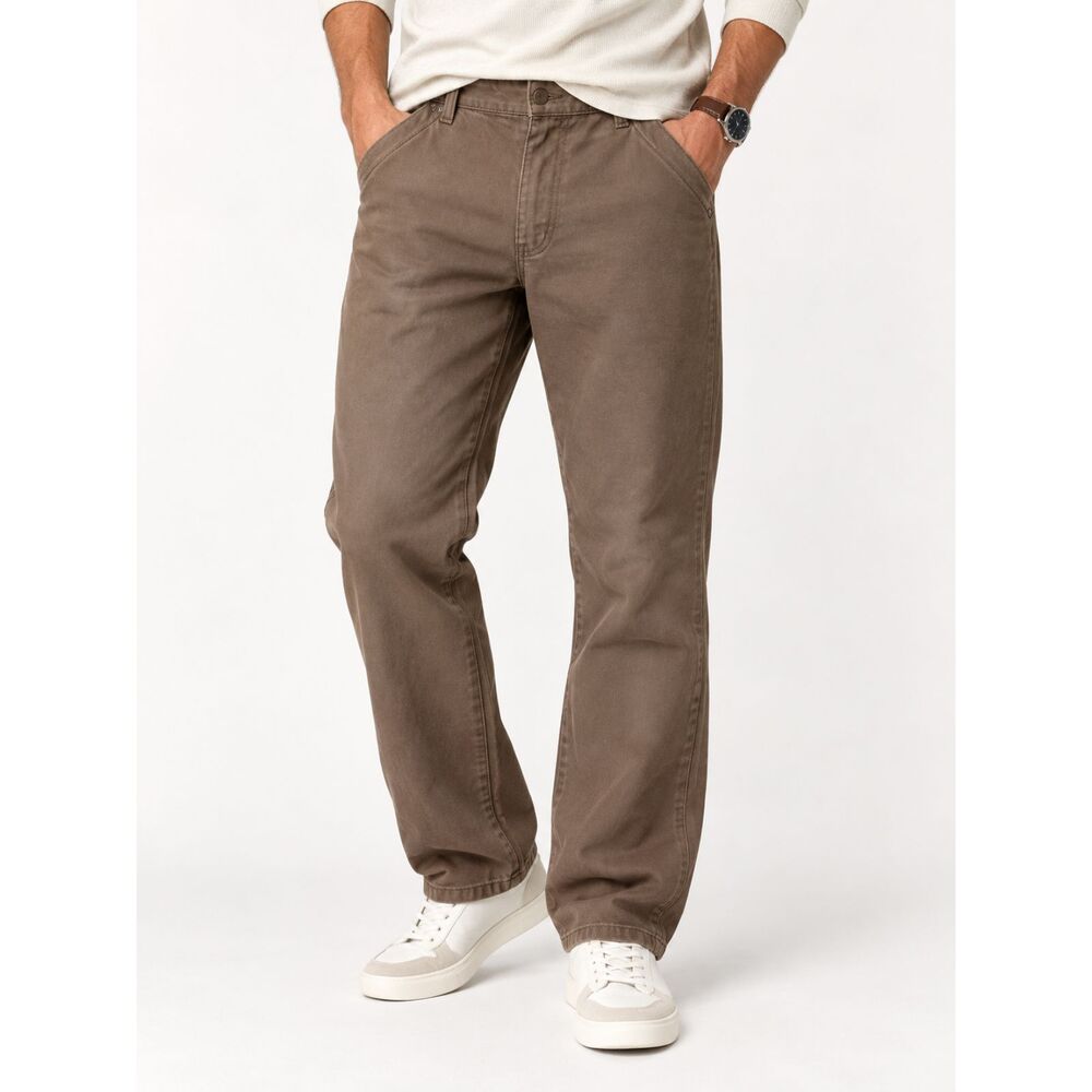 Old Mill Mens 40x30 Brown Fleece Lined Canvas Work Pants Straight Leg Utility